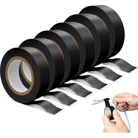 Isolierband, 6 Stück, Elektriker, 15 Mm, 20 M, Isolierband Für Verkabelungsprojekte Und Reparaturen (schwarz)