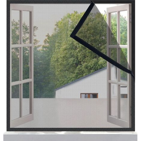 Fenster-moskitonetz 110 X 110 Cm, Schwarzes Fiberglas, Sehr Engmaschiges Gewebe, Kein Bohren Erforderlich, Mit Klebestreifen – 2 Cm Breit
