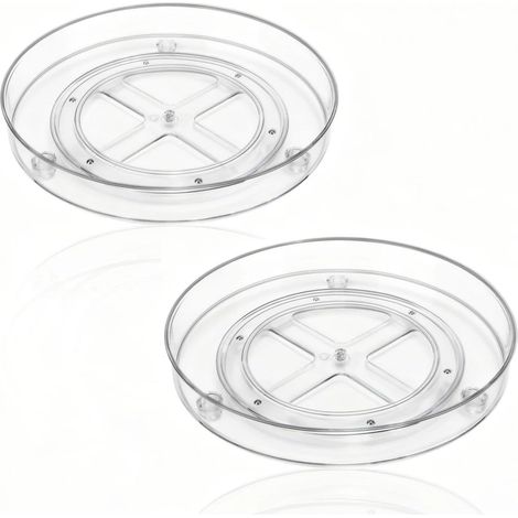 2 Stück 360° Drehbares Gewürzregal, Drehbare Kühlschrankablage, Transparente Drehbare Gewürzablage, 235 Cm Durchmesser, Zur Aufbewahrung Von Kosmetikartikeln, Gewürzen Und Kleinen Küchenutensilien