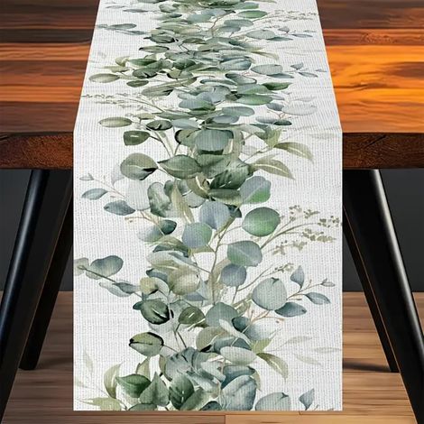 Tischläufer Mit Blattmuster, Sommer-tischläufer Aus Leinen, 33 X 183 Cm, Tischdekoration Für Küche Und Esszimmer, Sommerdeko Für Zuhause, Feiertage Und Partys
