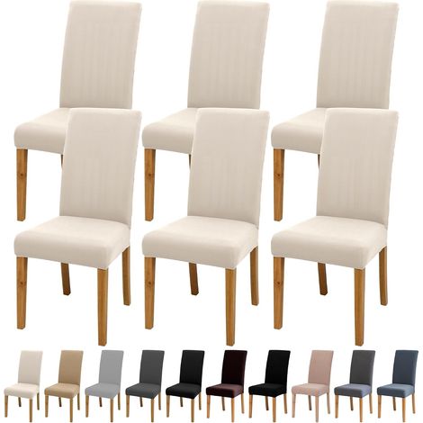 Stuhlhussen, Waschbar Und Rutschfest, Universell Einsetzbar Für Esszimmer/küche/hotels/bankette (6 Stück, Beige)