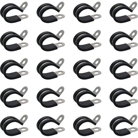20er-packung Edelstahl-schlauchschellen (8 Mm) Mit Gummieinsatz – Schlauchschellen Für Gelenkschläuche – P-clip – Schlauchschellen-set – Schwarz