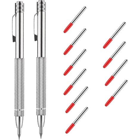 Metallene Zeichenspitze, 2-teiliger Taschen-zeichenstift Mit 8 Stiftspitzen, Magnetischer Zeichenstift Mit Rutschfester Rändelung, Für Holz, Keramik Und Glas