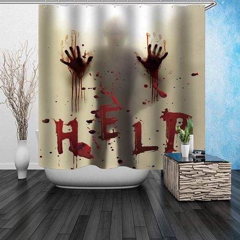 Halloween-duschvorhang, Horror, Blutige Hände, Halloween-dekoration, Gruseliger Duschvorhang Mit 12 Haken, 180 X 180 Cm