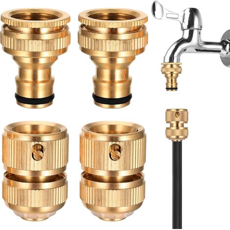 4-teiliges Schlauchanschluss-set, 3/4" Auf 1/2" Gartenschlauchanschluss, Messing-wasserhahnadapter Für 1/2-zoll-gartenschläuche