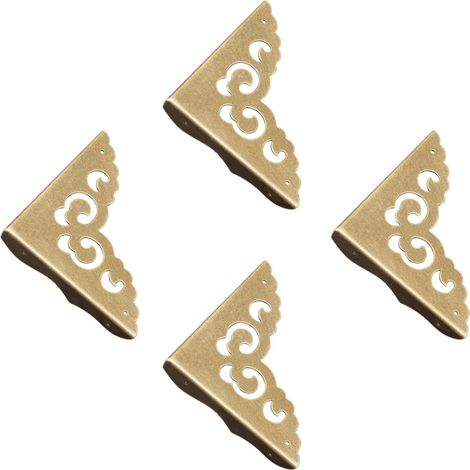 Set Mit 4 Eckenschützern Aus Antikem Messing, Dekorative Metallecken, Für Holzkisten, Schmuckkästchen, Geschenkboxen, Schreibtische