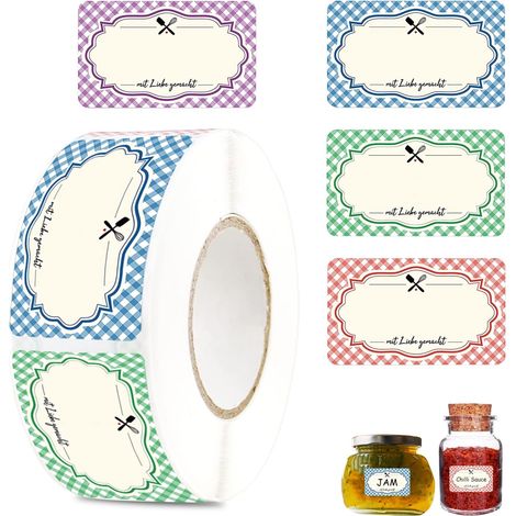 Personalisierte, Selbstklebende Etiketten Für Gläser, 500 Stück, Selbstklebende Aufkleber, Gefrierschranketiketten Für Küche, Büro, Marmelade, Gewürze, Flaschen (50 X 30 Mm)