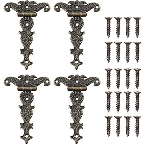 Stück Retro-scharniere, Dekorative Bronzefarbene Retro-scharniere Mit Befestigungsschrauben, Geeignet Für Die Reparatur Von Schränken, Möbeln Und Werkzeugkästen (4,45 X 2,72 Zoll)
