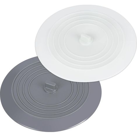 Silikon-badewannenstöpsel, Küchenspülenstöpsel, 15 Cm Waschbeckenstöpsel Für Badezimmer Und Waschküchen, Universal-abflussstöpsel, Weiß Und Grau (2 Stück)