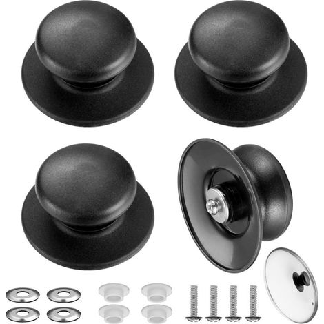Set Mit 4 Einfach Zu Montierenden Universellen Ersatzknöpfen Für Topfdeckel, Topfgriffe, Deckelknöpfe Und Pfannendeckelknöpfe.