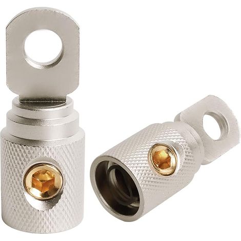 Stück 0 Awg Ringklemmenschrauben, Vernickelte Messing-batterieringklemmen Für 0-2 Gauge Draht