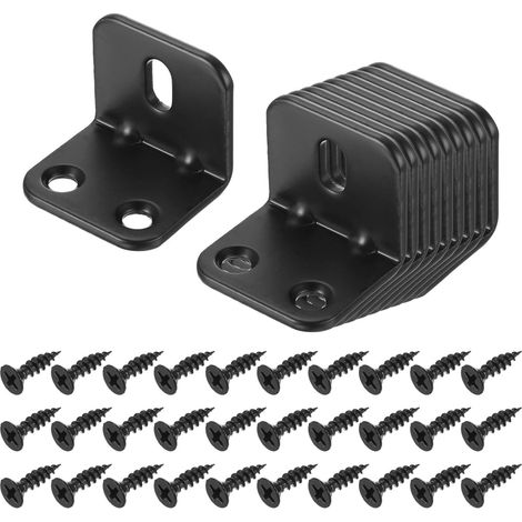 Set Mit 10 L-förmigen Eckverbindern Mit Rechtwinkligen Metallgelenken Und Schrauben Für Holzregale, Schwarz