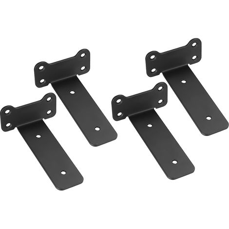 4 Stück Wandregalhalterungen, Stabile Schwarze Wandregalträger (katzenohr-design, Schwarz 125 Mm)