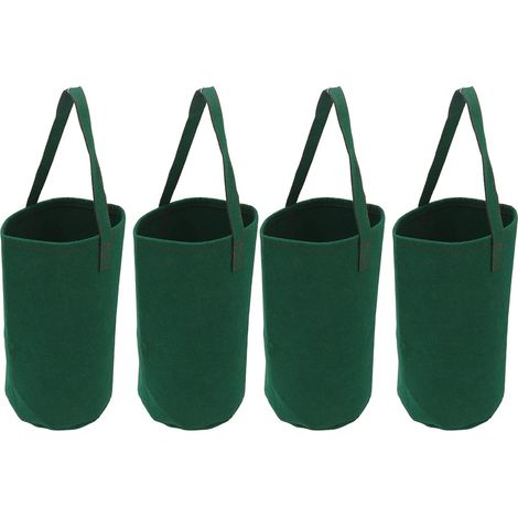 Umgedrehter Pflanzsack Für Tomaten Und Erdbeeren, Grüner Filzstoff, 38 X 33 X 1 Cm Mit Aufhängegriff, 4er-set, Wiederverwendbar