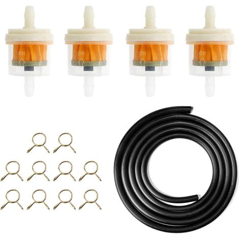 Kraftstoffleitungssatz – 2 M Kraftstoffleitung + 4 Stück 5-mm-kraftstofffilter + 10 Stück Schlauchschellen, Kraftstofffilter (2 M)