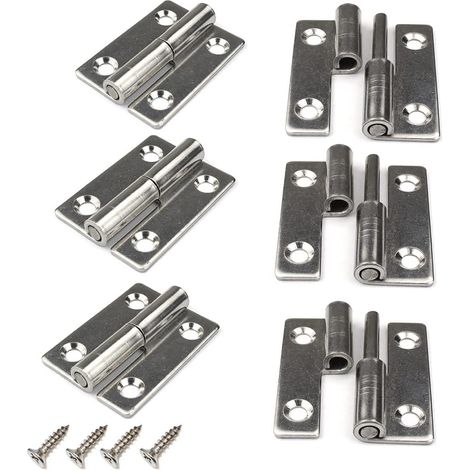 Set Mit 6 Abnehmbaren 3,8 Cm Türscharnieren Aus Edelstahl 304 Für Innen- Und Außentüren
