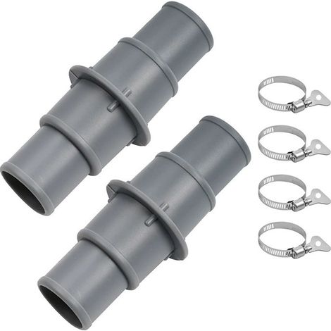 Set Mit 2 38-mm-poolschlauchverbindern, 32-38-mm-poolschlauchadapter, Mit 4 Edelstahl-schlauchschellen