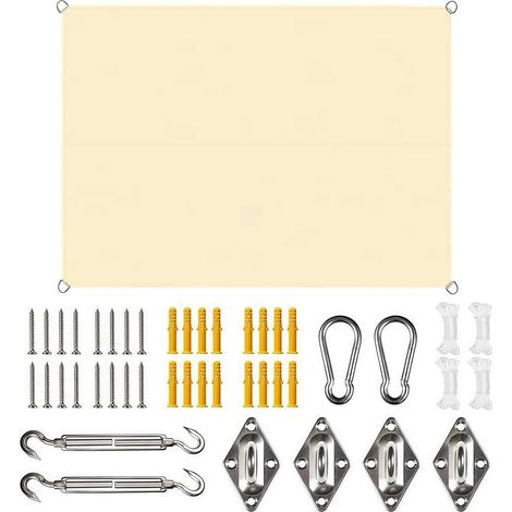 Rechteckiges Sonnensegel Mit Ösen, 3 X 4 M, Inklusive Befestigungsmaterial, Für Balkon, Uv-schutz Und Witterungsbeständig, Für Terrasse