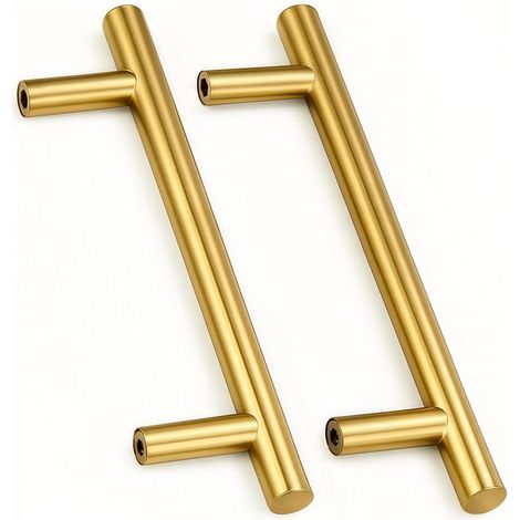 2 Goldfarbene Edelstahl-türgriffe, 160 Mm Mittelloch, Schublade/schrank