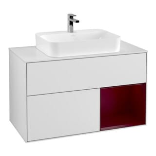 V&B Waschtischunterschrank Finion 100, Pl wh. m, Reg re Peo, wh. m Lac