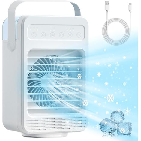 Tragbarer Klimaventilator, Mini-klimaanlage, Luftkühler, 4 Lüftergeschwindigkeiten, 2 Nebelmodi