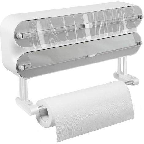 3-in-1-spender Für Aluminiumfolie Und -film, Wandmontierter Papierhandtuchspender Für Die Küche, Spender Für Frischhaltefolie, Magnetischer Kapselschneider Mit Papierhandtuchhalter, Folienorganizer (g