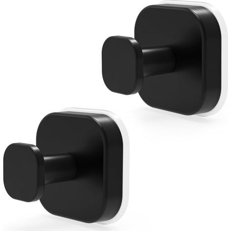 Schwarze, 2-teilige, Leistungsstarke Saugnapfhaken, Kein Bohren Erforderlich, Wasserdichter Edelstahl-wandhaken, Wandhandtuchhalter Für Küche Und Bad, Ideal Für Fenster Und Glatte Oberflächen