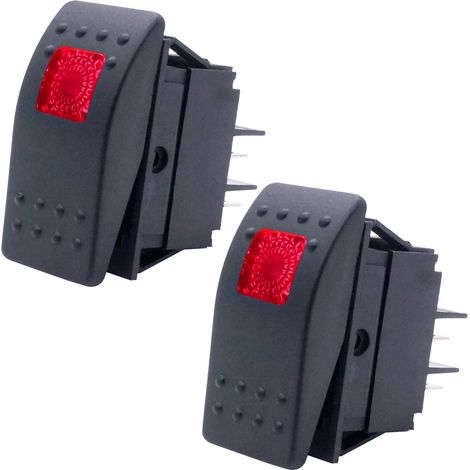 2-teiliger Beleuchteter Kippschalter Für Boote, 12 V, 20 A, 5-polig, Ein/aus Mit Roter Led, Offroad-auto-druckknopfschalter