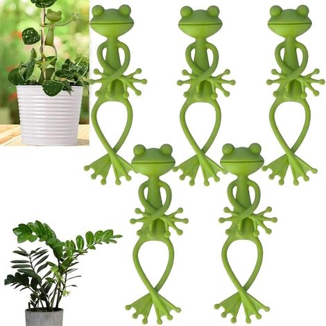 Froschförmige Pflanzenstützen, Grüne Froschförmige Pflanzenstützen, Niedliche Blumentopfclips, Kletterpflanzenstützen, Hängedekorationen