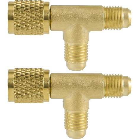Stück Schnell-t-verbindungsstücke, 1/4'' Messing-t-adapter Für Sae-ventile, Klimaanlagenteile Für Tiefvakuumpumpenverteiler R22 R12 R134