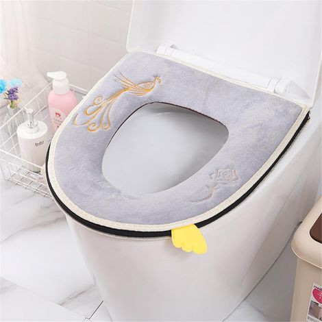 Weicher Und Warmer Wc-sitzbezug, Universelles Waschbares Wc-sitzkissen, Für Badezimmer, Passend Für Die Meisten Toiletten (1 Stück, Grau)