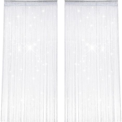 Stück Fadenvorhänge, 100 X 200 Cm, Blinkender Perlenvorhang, Weißer Fadenvorhang Für Türen, Raumteiler, Fliegengitter Für Außentüren, Z. B. Für Hochzeiten, Cafés, Fensterdekoration