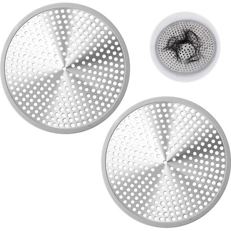 Set Mit 2 12 Cm Edelstahl-duschablauffiltern Mit Wiederverwendbarem Und Robustem Silikon, Küchenabflussschutz, Superdichte Filterabdeckung Für Badewanne.