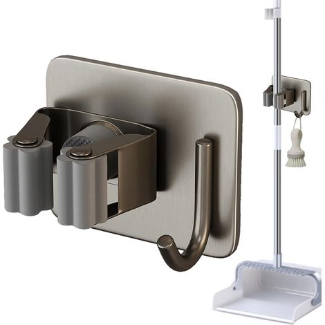 Wandmontierter Besenhalter, Besenklemme Aus Edelstahl – Selbstklebender Halter Für Besen Und Kehrschaufel, Für Bad Und Küche