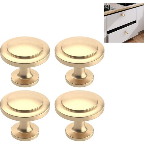 Set Mit 4 Runden Küchenschrankknöpfen, Türknöpfen Aus Zinklegierung, Goldenen Schranktürknöpfen, Küchengriffen