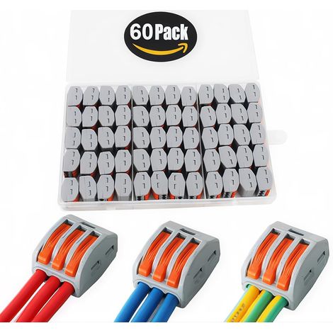 Hebelverbinder, Verschiedene Leiter, Kompakte Einseitige Elektrische Steckverbinder, Steckklemmenblock, Abzweigverbinder, 60 Steckverbinder Für Kabel Von 28 Bis 12 Awg