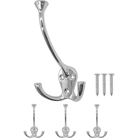 Set Mit 3 Klassischen Haken Für Handtücher, Kleider, Badezimmer Und Wand In Glänzendem Silber-design, Vintage-retro-landhausstil, Silber/chrom