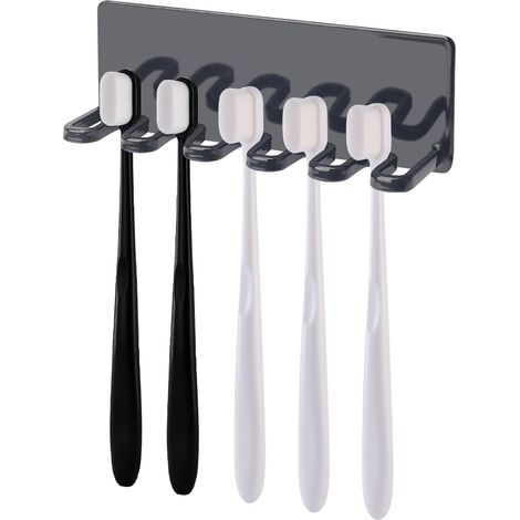 Wandmontierter Zahnbürstenhalter Für 5 Bürstenköpfe, Selbstklebender Zahnbürstenhalter Für Das Badezimmer Ohne Bohren, Wandmontierter Zahnbürstenhalter, Selbstklebender Zahnbürstenhalter