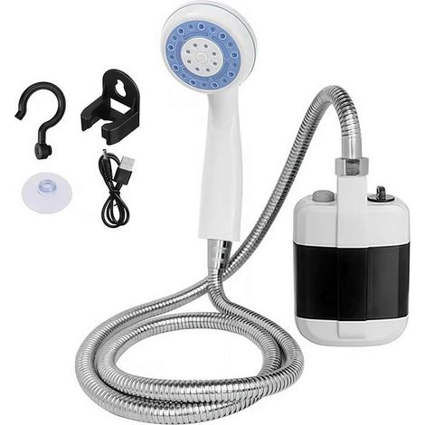 Tragbare Campingdusche, Handbrausekopf, Wiederaufladbare Elektrische Duschpumpe Für Camping, Wandern, Strand, Autowäsche, Reisen Und Haustierpflege