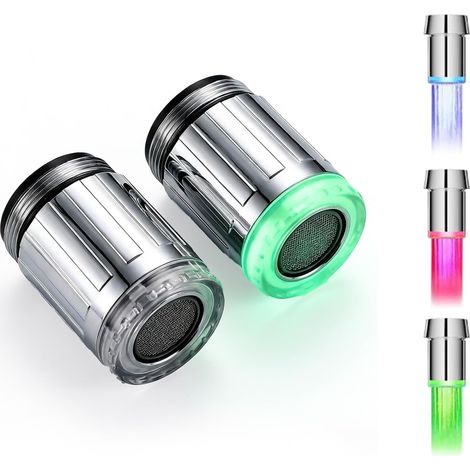 2-teiliger Led-beleuchteter Wasserhahn-luftsprudler, Led-wasserhähne, Sensor-wasserhähne Mit 3 Farbwechseln, Geeignet Für Restaurants Und Privathaushalte