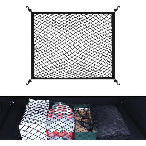 Kofferraumnetz, 80 X 60 Cm, Gepäcknetz Mit 4 Haken, Elastisches Gepäcknetz, Gepäckorganizer, Aufbewahrungsnetz Für Autos, Lkws Und Suvs