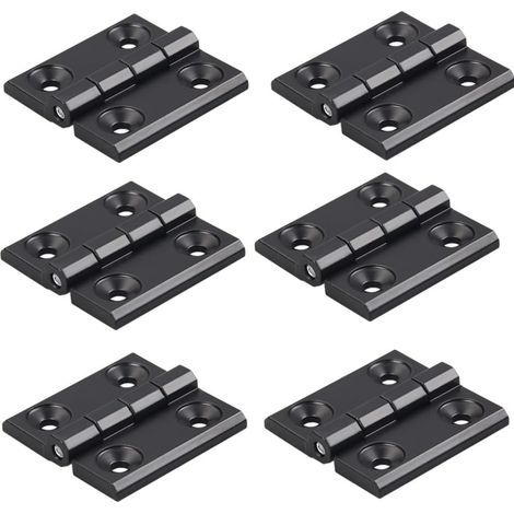 Set Mit 6 Schwarzen Scharnieren Aus Zinklegierung – 40 X 40 Mm – Aluminiumprofilscharniere – Montagesatz Für 2020 Aluminium-strangpressprofile – 6 Mm