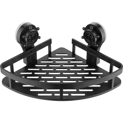 Dreieckiges Eckregal Fürs Badezimmer, Duschablage Mit Saugnapf, Wand-badezimmer-organizer, 1 Ablage, Schwarz, Minimalistischer Stil
