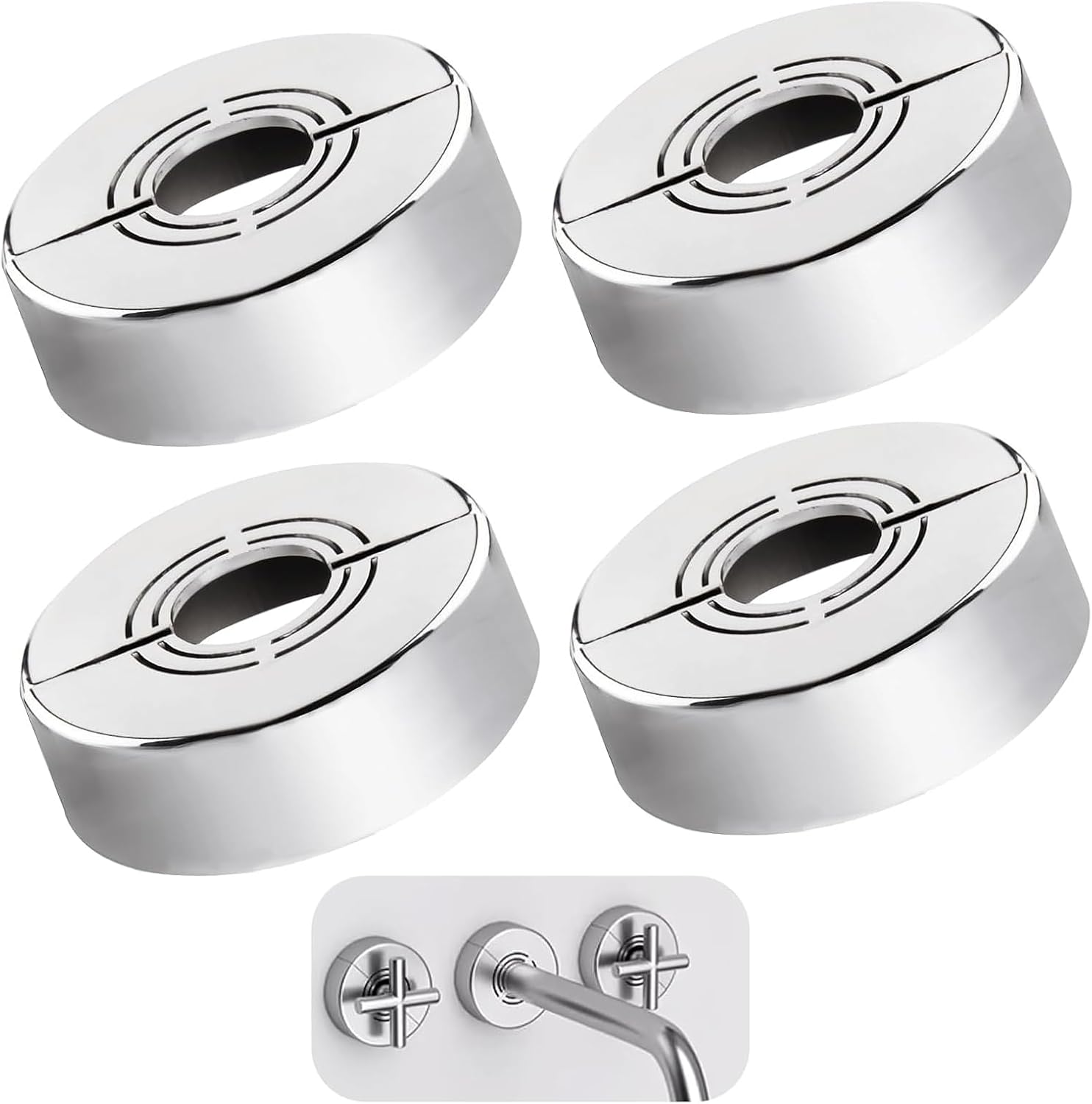 Set Mit 4 Duscharmatur-rosetten, 3 Größen In 1, Rohrabdeckung Für Ø20/ø25/ø33 Mm, Geteilte Armatur-rosette Für Sanitärarmaturen, Praktisches Zubehör
