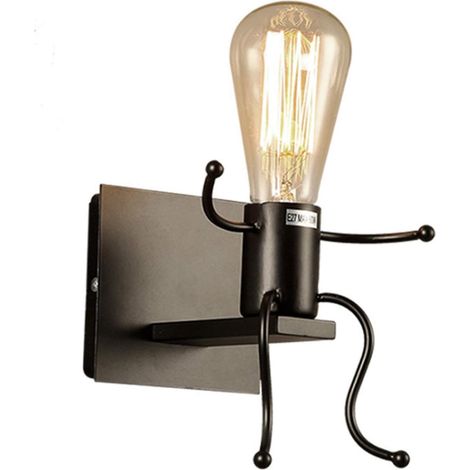 Kreative Industrielle Retro-wandleuchte Aus Schwarzem Metall Mit E27-fassung (sitz)