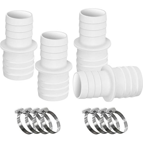 Set Mit 4 Poolschlauchanschlüssen Für Pools Mit 32-38 Mm Durchmesser, Inklusive 8 Schlauchschellen Und Schlauchreduzieradapter Für Pools Und Gärten