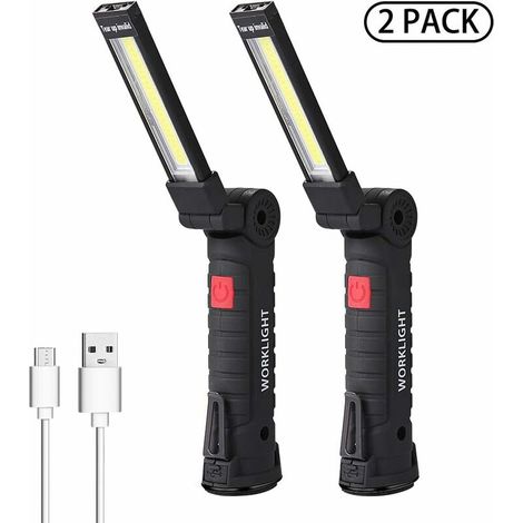 Wiederaufladbare Arbeitsleuchte, Taschenlampe, Werkstattlampe, Inspektionsleuchte, Magnetfuß, 5 Modi Für Garage, Camping, Notfalleinsatz, Klein, 2 Stück