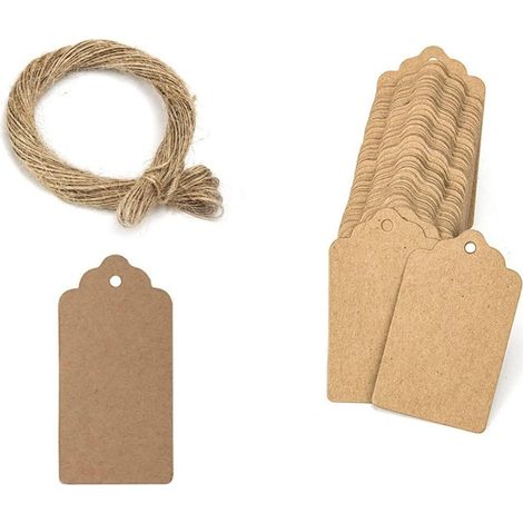 (3 X 5 Cm) Packung Mit 100 Kraftpapier-anhängern – Anhänger Mit 20 Metern Juteschnur Für Geschenke, Hochzeiten, Valentinstag