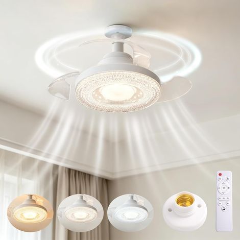 Deckenventilator Mit Licht, 40 Cm Leiser Ventilator, 30 W Kleiner Dimmbarer Led-ventilator, 4 Geschwindigkeitsstufen, E27-fassung, Verdeckte Flügel