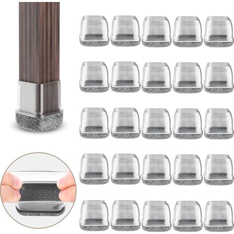 24-teiliges Stuhlbein-schutzset (26–32 Mm) Mit Transparenter Filzpolsterung, 1,25 Zoll Silikon-stuhlbeinüberzüge, Elastische Schoner, Filz-stuhlendkappen